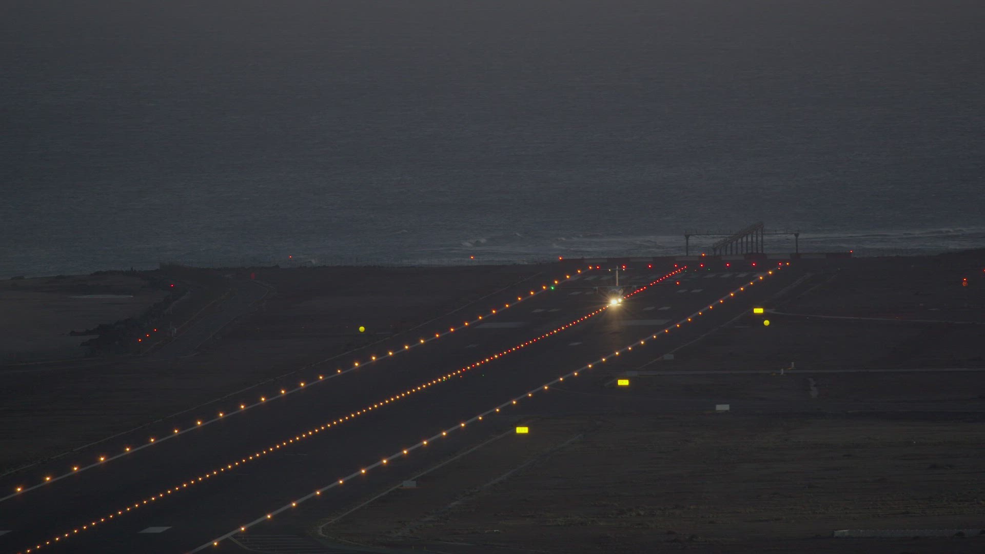 Airplane takeoff at night
