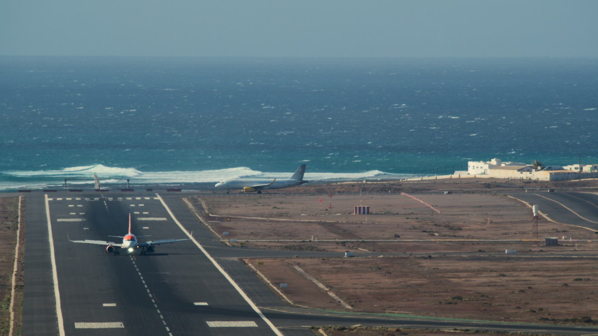 Takeoff and landing of planes at the airport