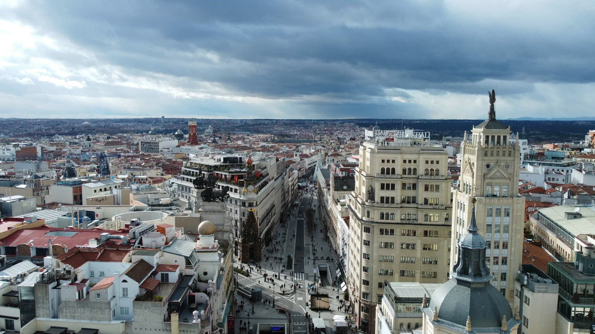 Madrid aerial scene with Alcala street, Spain