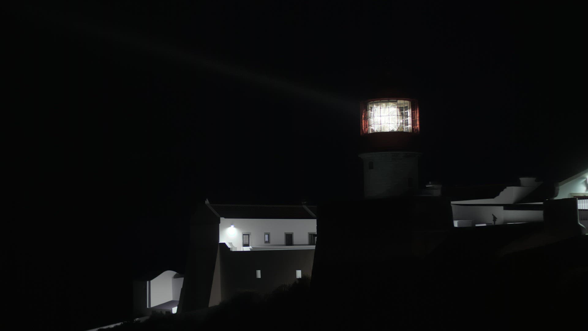 Night view of Cape St. Vincent Lighthouse in Portugal