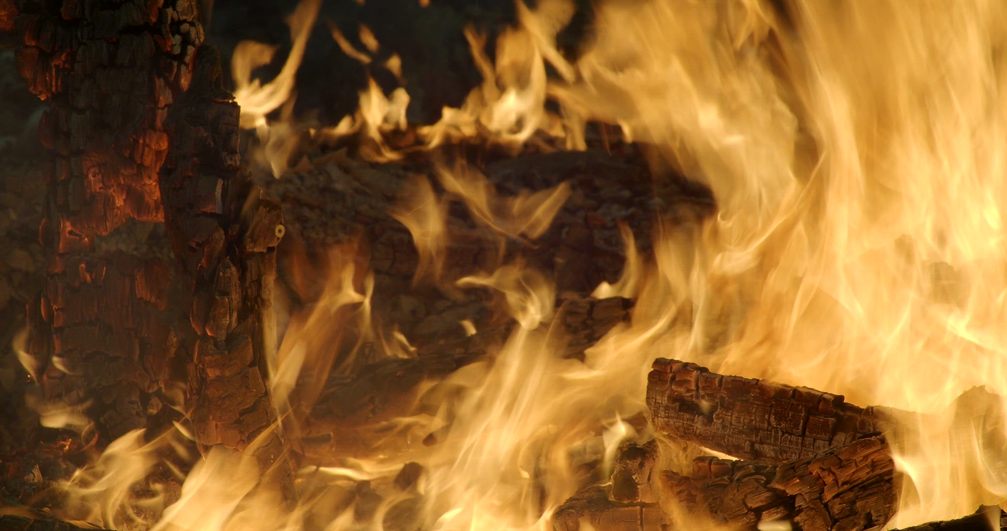 Ruins in flames at night. Fallas festival in Spain