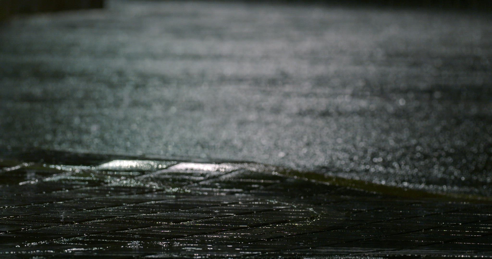 Rain in the city at night