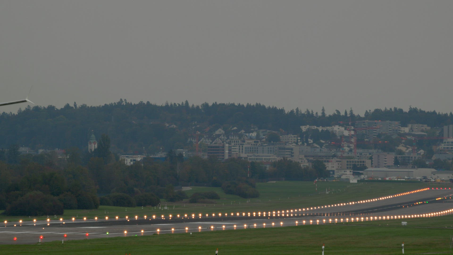 Airplane landing at the airport