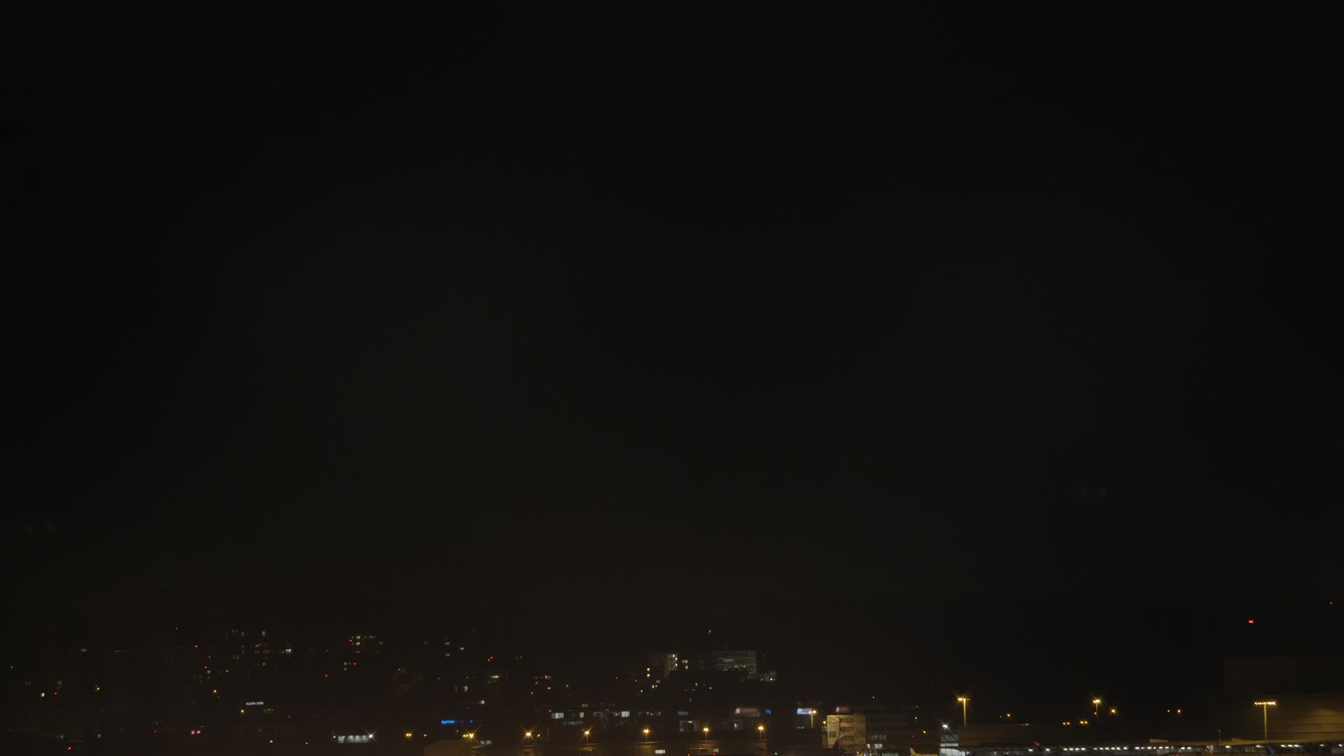 Landing airplane at night