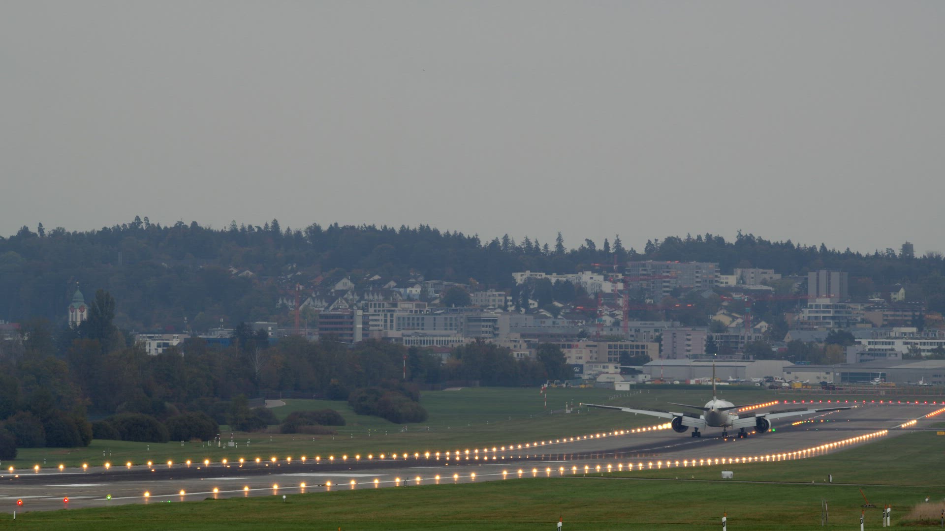 Passenger airplane landed at the airport