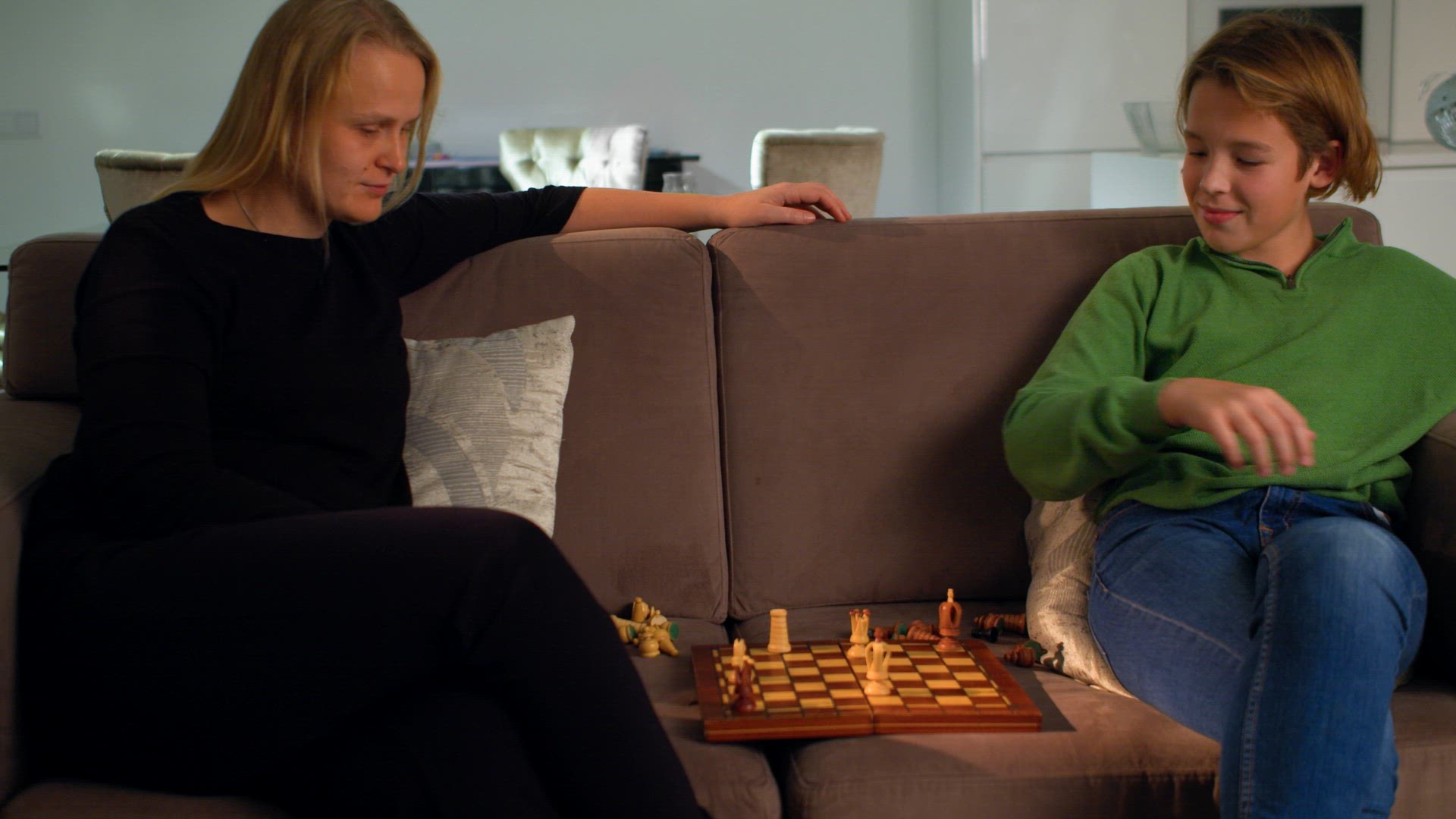 Playing chess with mom at home 5