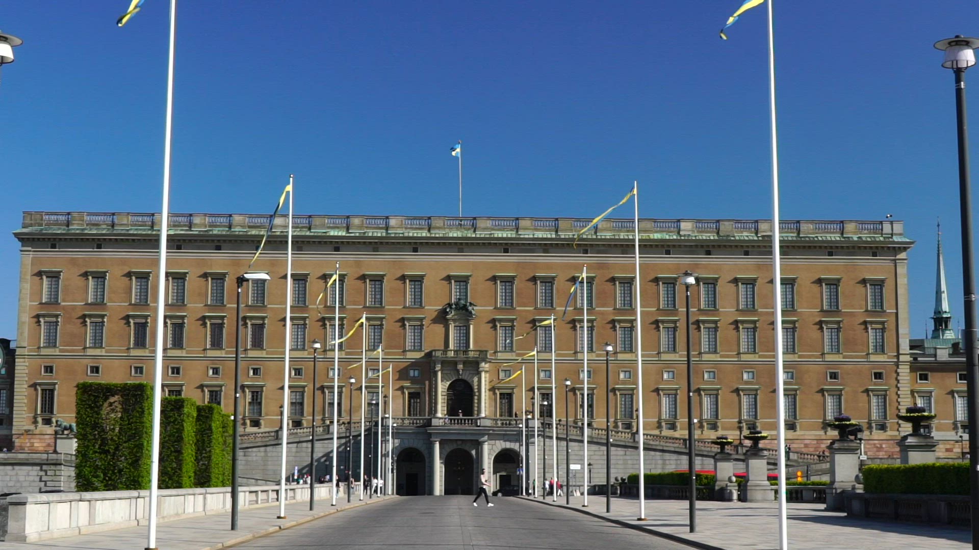 slow motion shot - pov walking - facades royal palace in stockholm