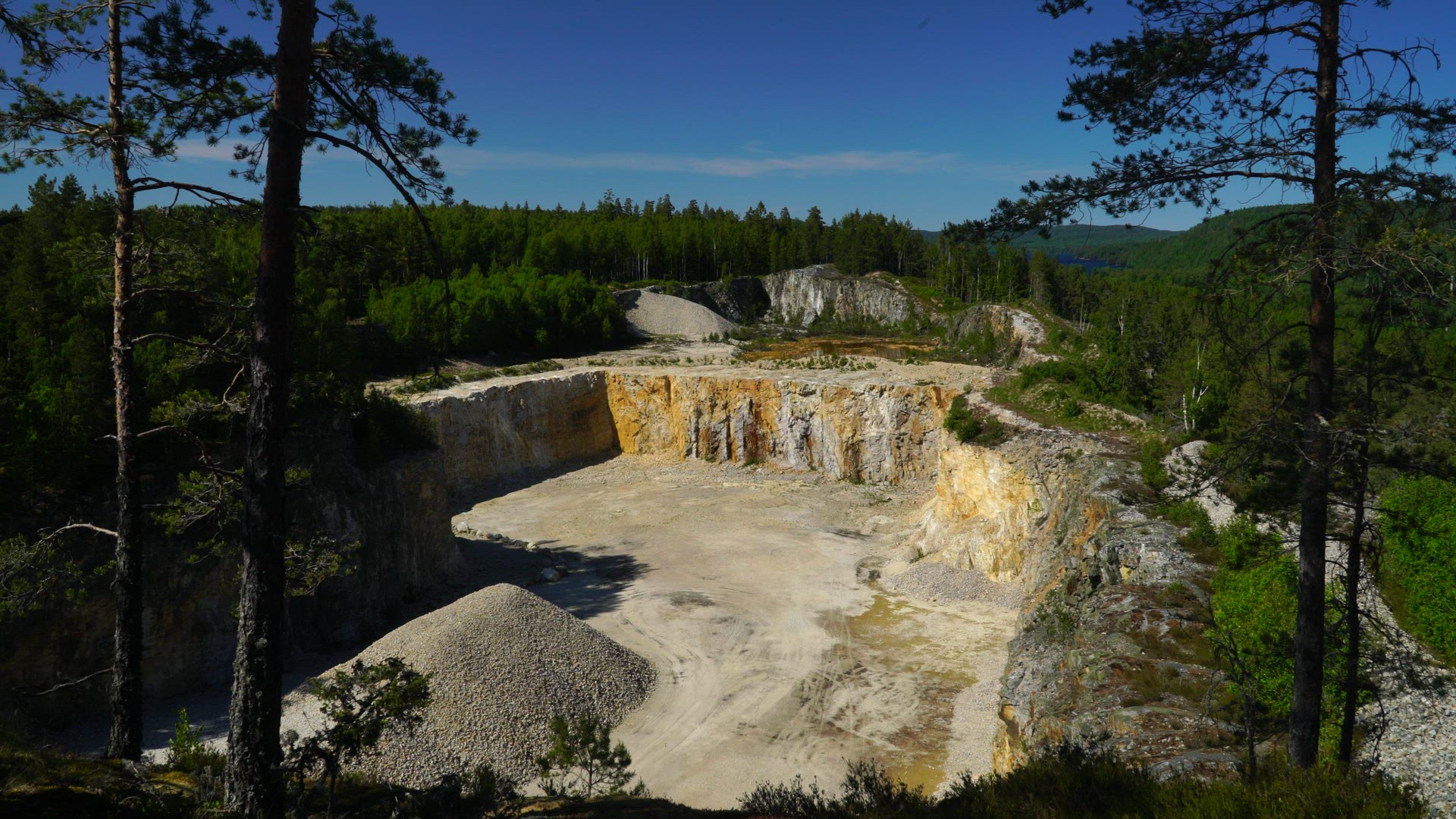 view over quarry in swedish forest - landscape
