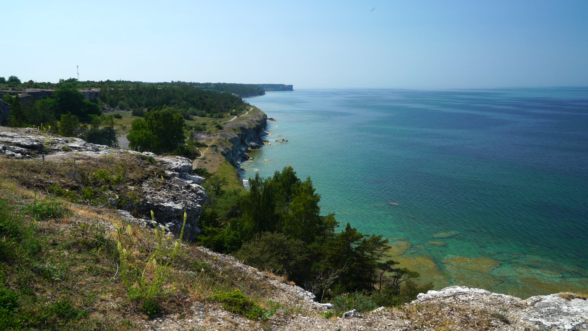 view over sea and landscape at Södra Hällarna near Visby