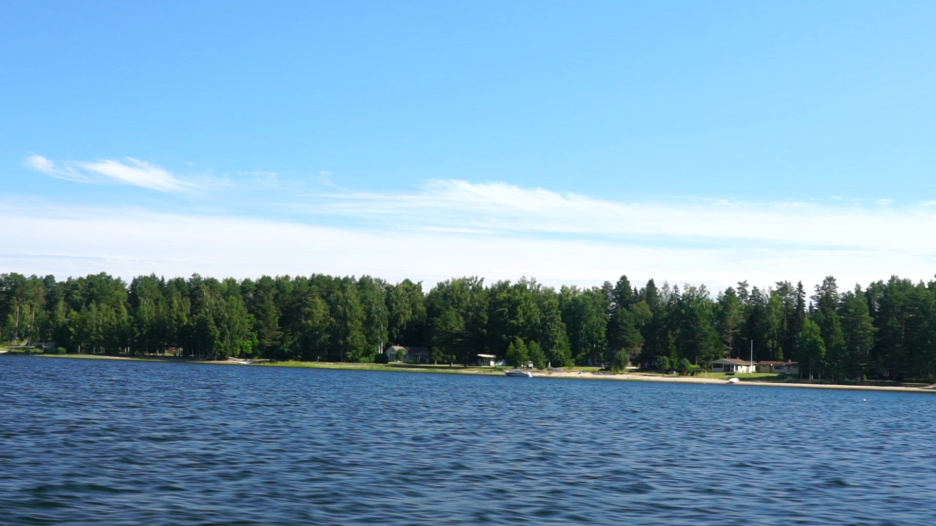 point of view from boat - cottage houses at Ostrobotnian coast - Finland
