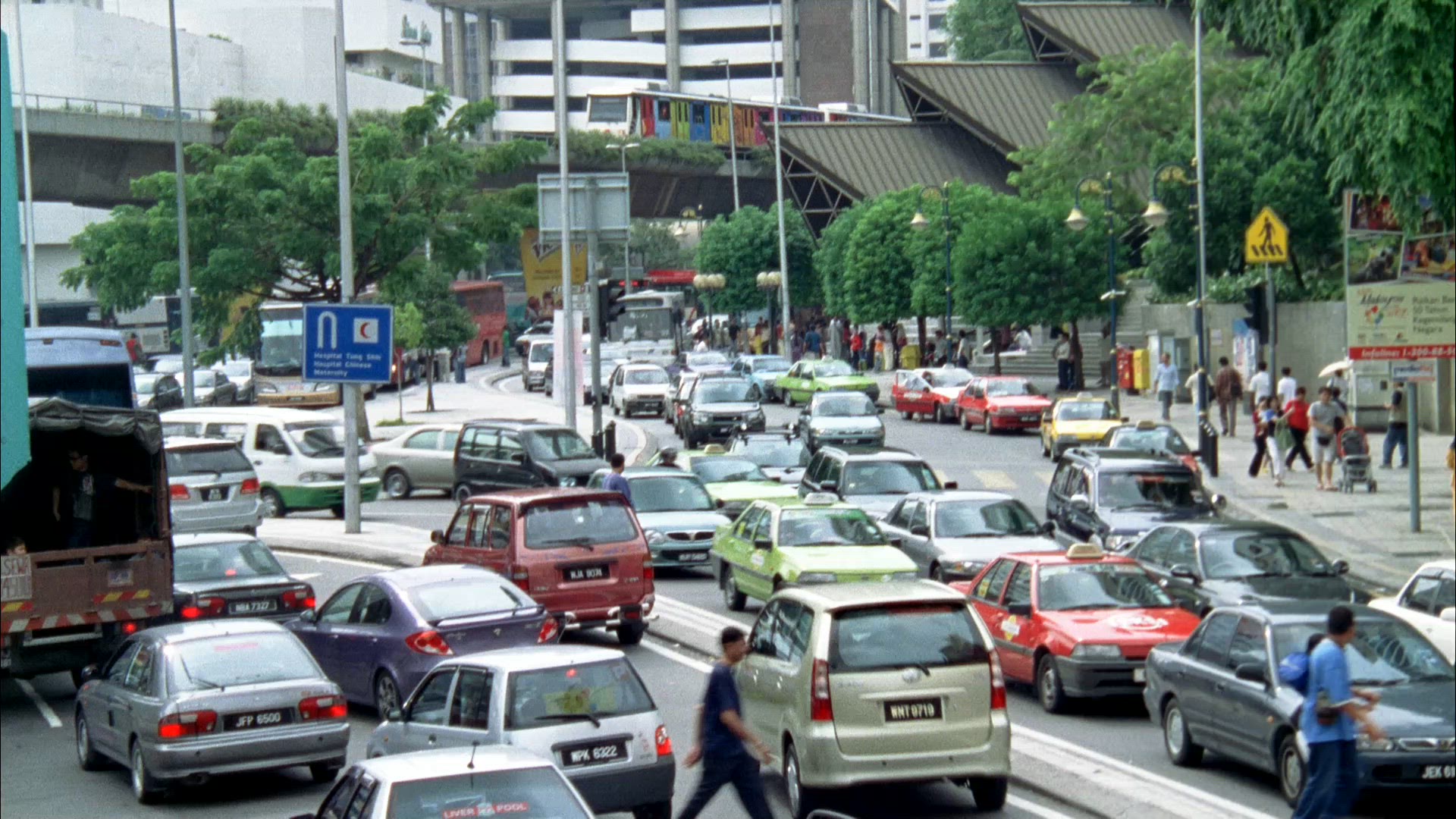 traffic in central kuala lumpur - shot 2007 - traffic jam