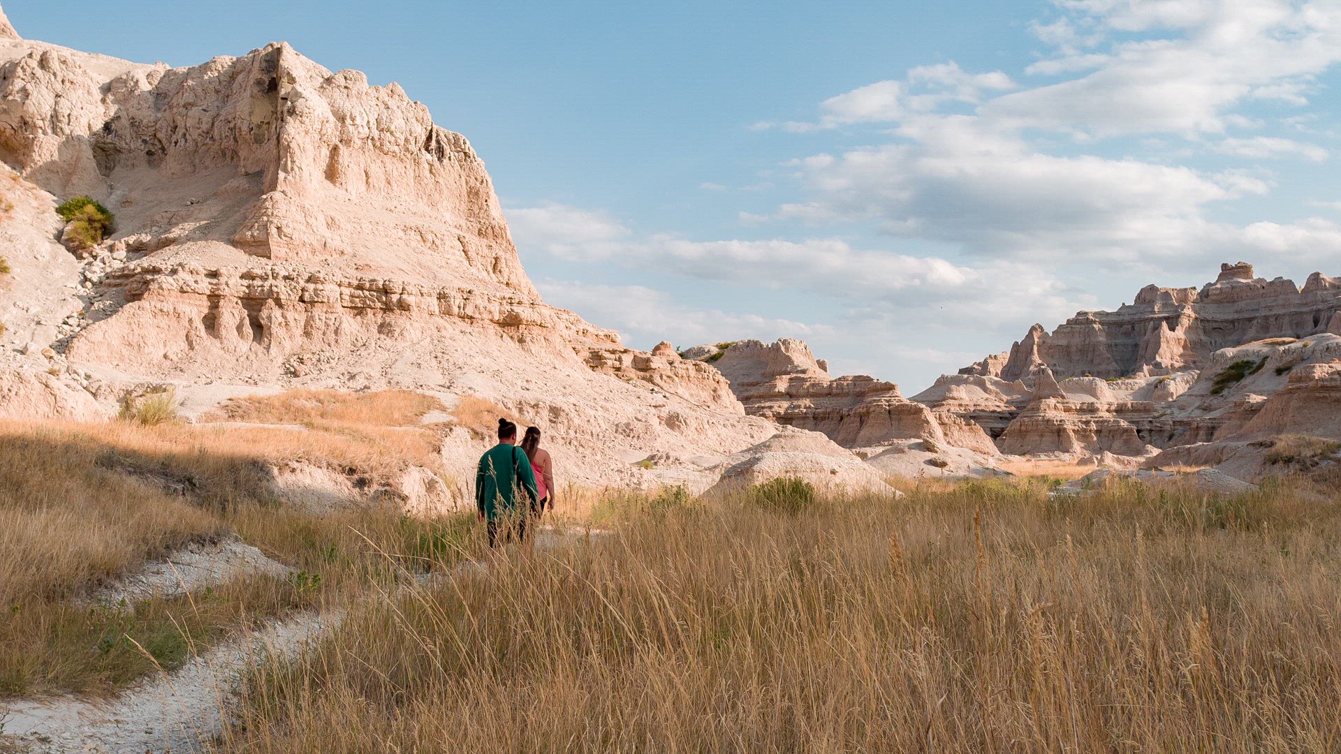 POV walking through Badlands National Park
