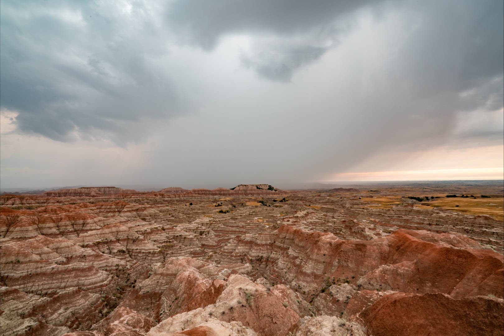 Storm clouds over Badlands National Park