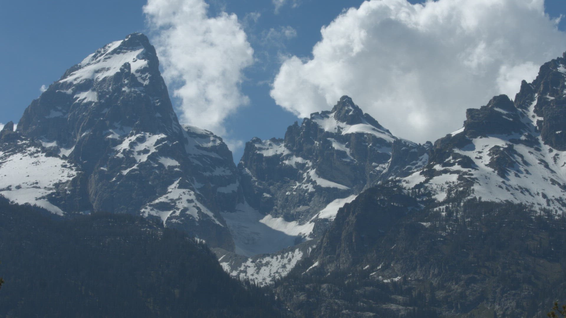 Billowing clouds around Grand Teton mountain 4K (also available in 8K)