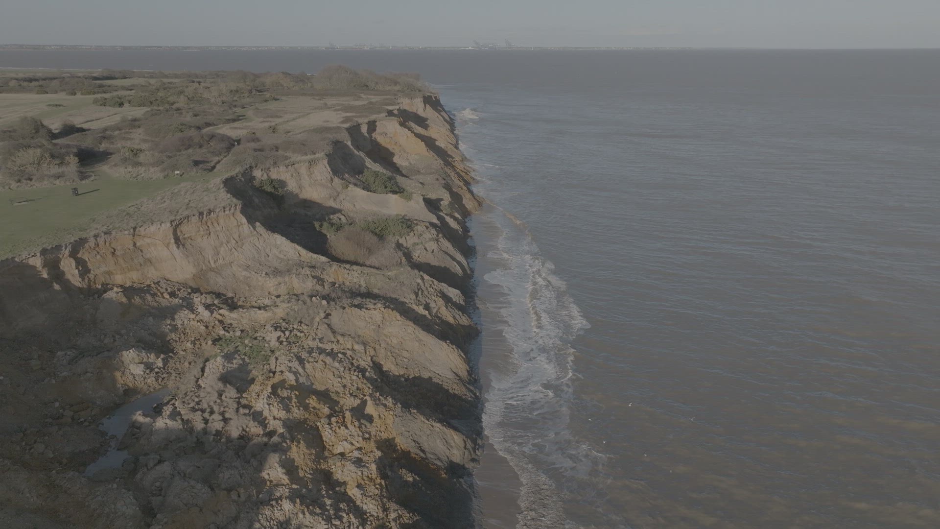 Cliff edge at high tide in the UK