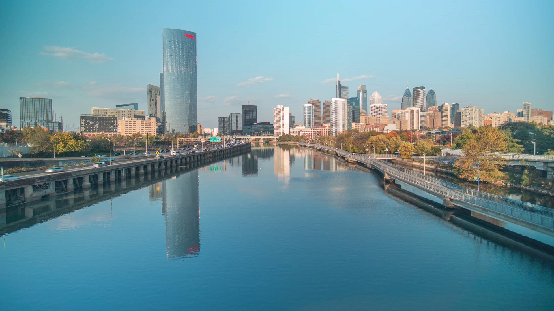 Day to night time lapse of center Philadelphia