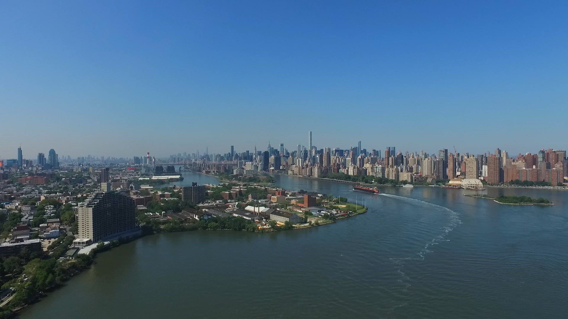 Beautiful Aerial Shot of the New York City  Skyline