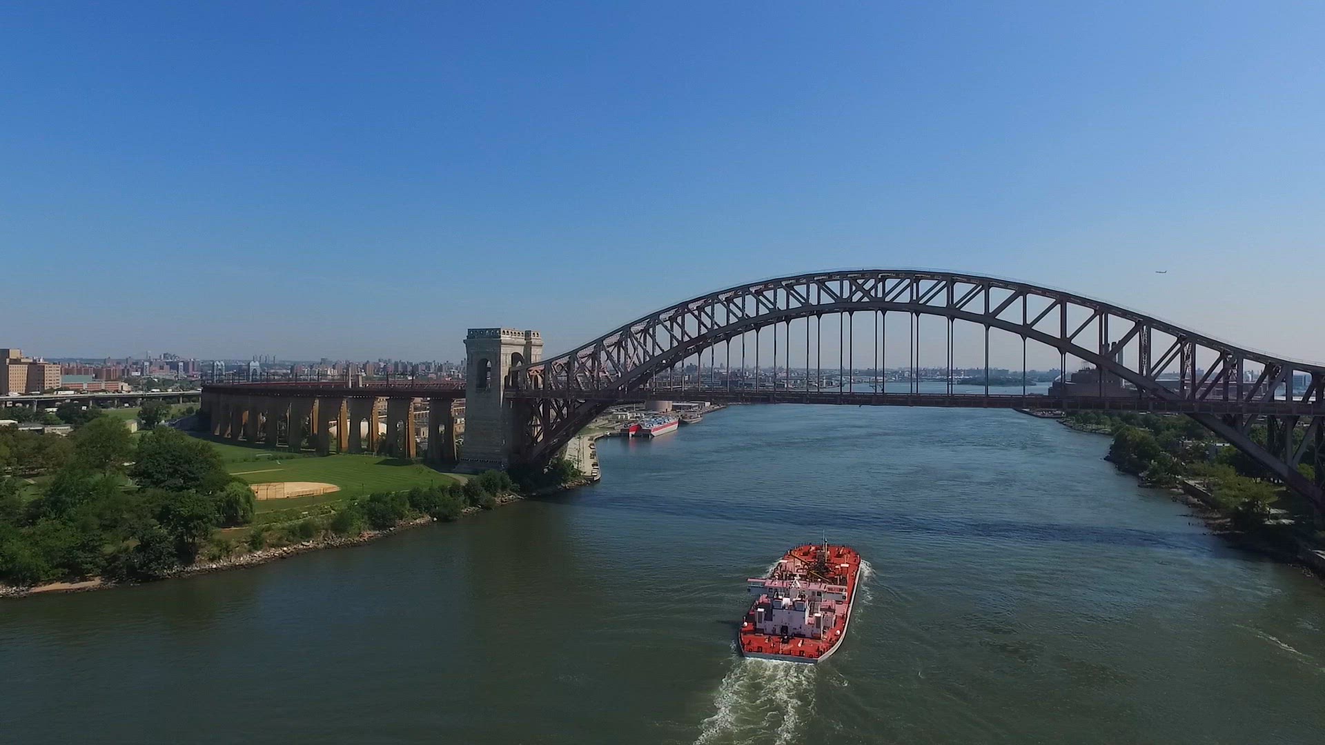 Aerial Shot of The Hell Gate Bridge