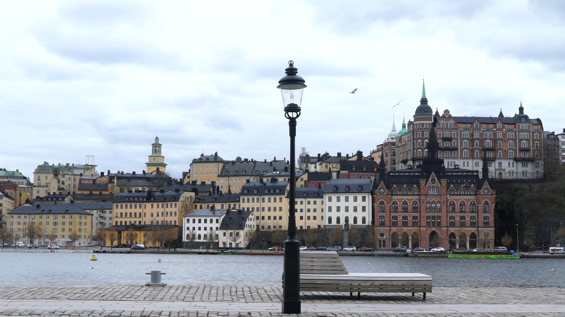 view from Riddarholmen - Riddarfjärden and Mariaberget - seagulls.mp4