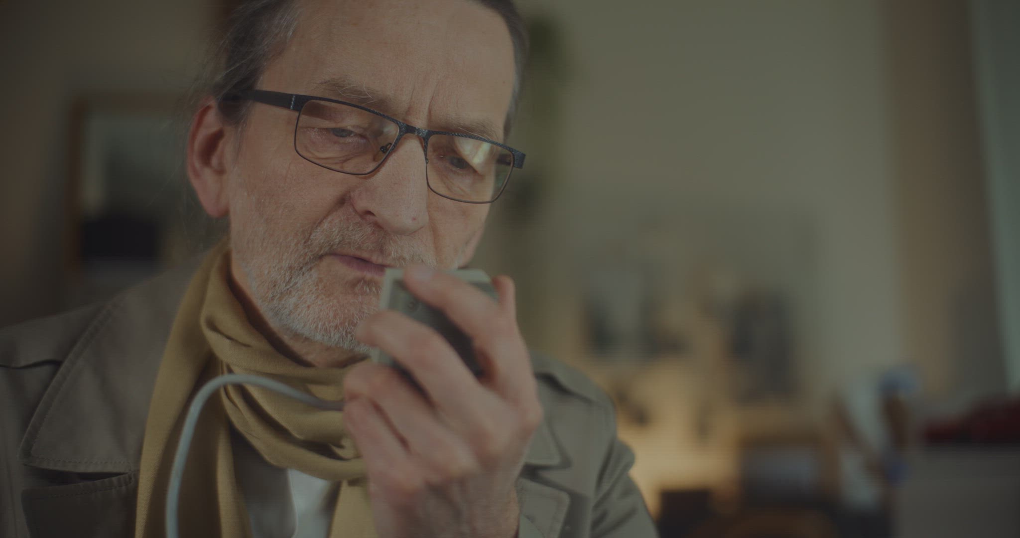 Undercover Spy Analyzing Recorded Data