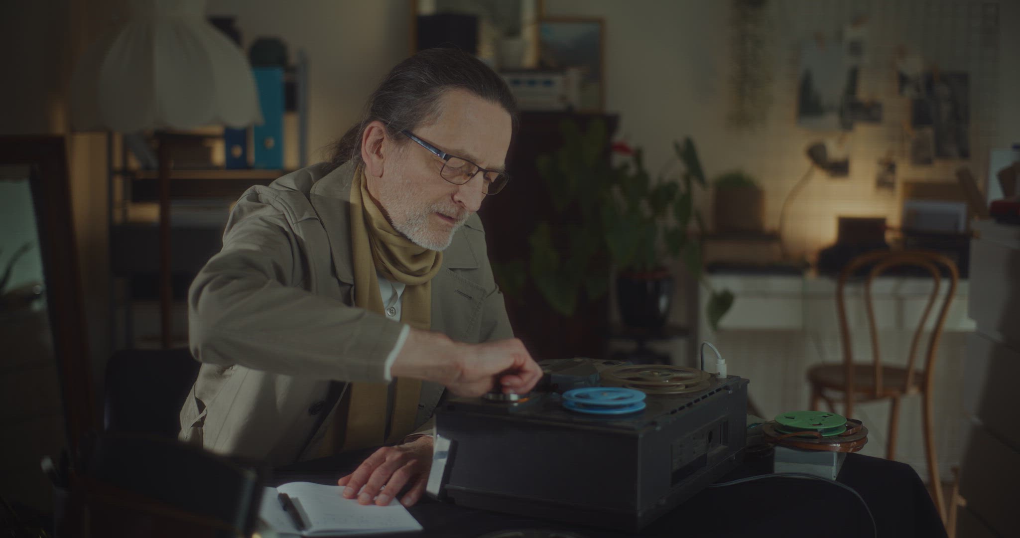 Undercover Spy Analyzing Recorded Data