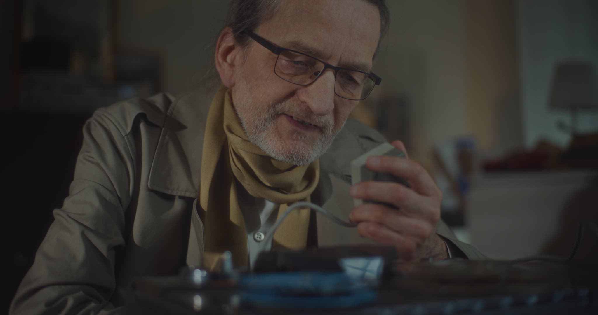 Undercover Spy Analyzing Recorded Data