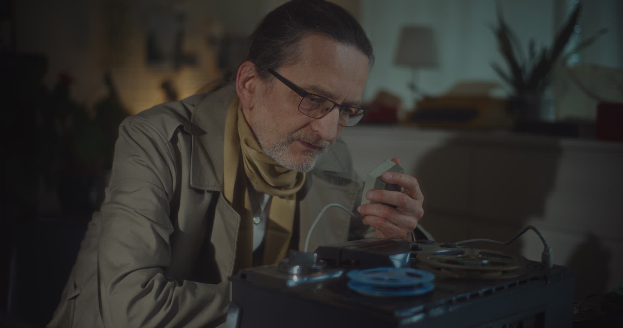 Undercover Spy Analyzing Recorded Data