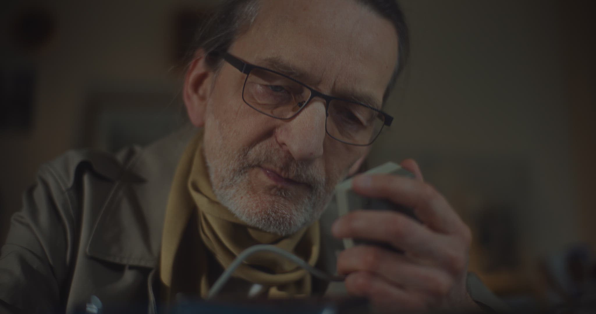 Undercover Spy Analyzing Recorded Data