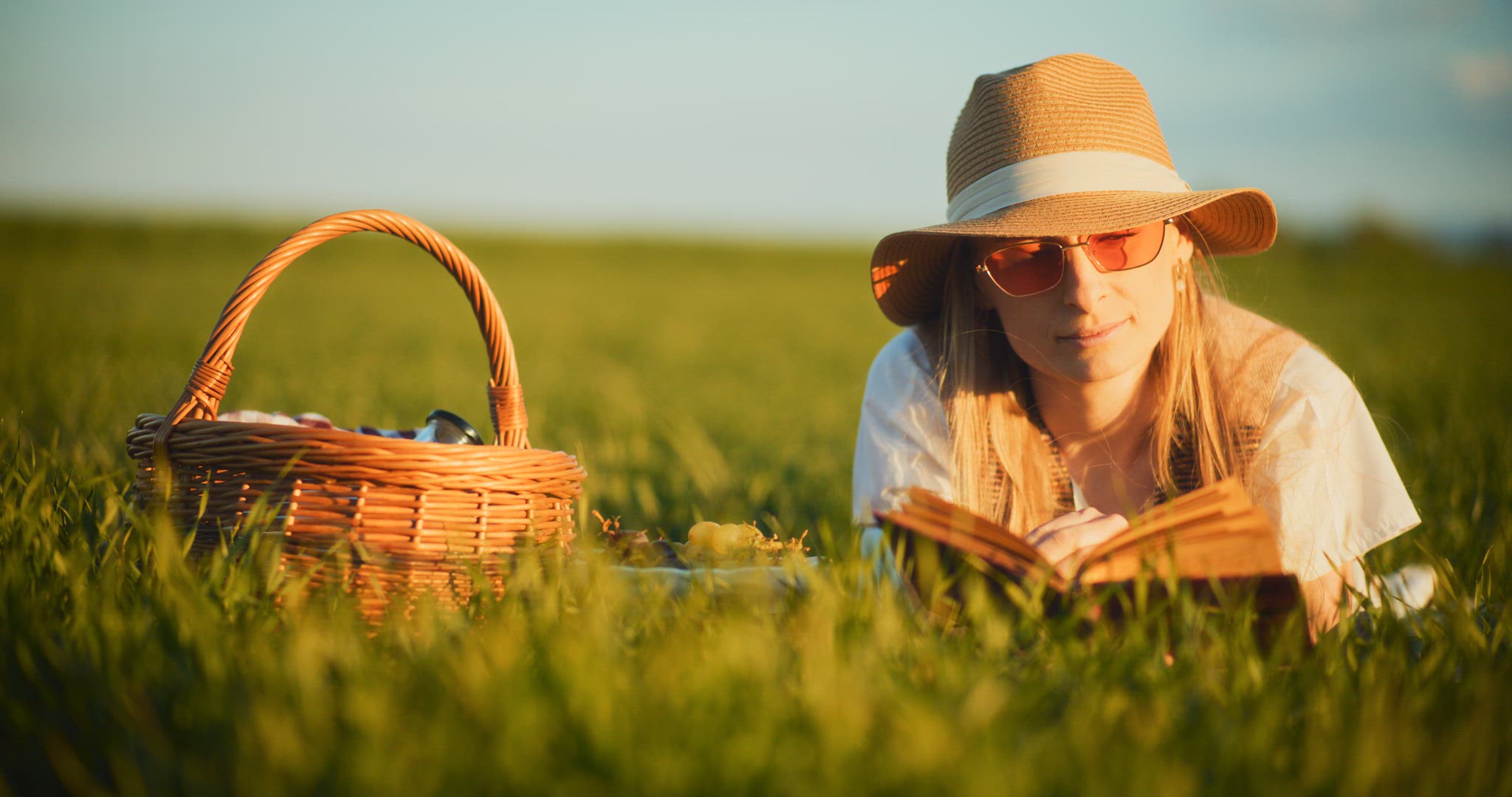 Smiling Woman Walking Rapeseed Field Portrait
