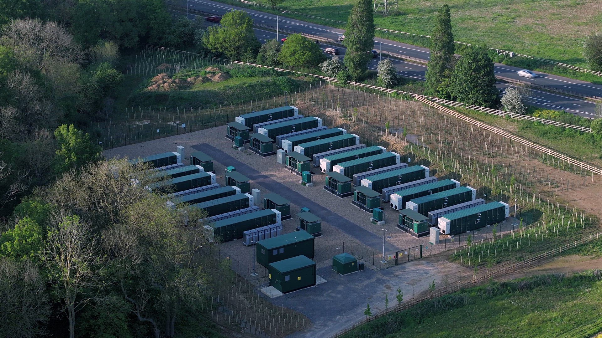 Power Grid Lithium Energy Storage Facility Aerial View