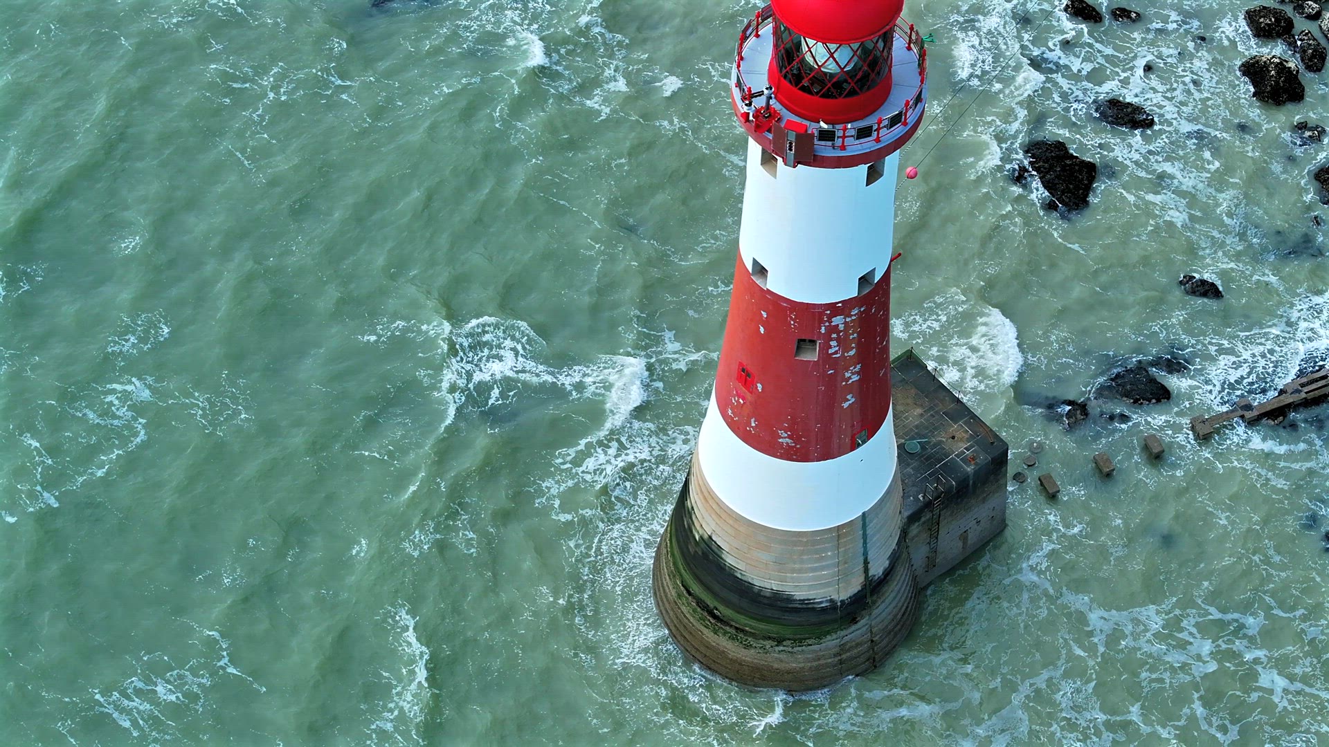 Red and White Lighthouse on the South Coast of England