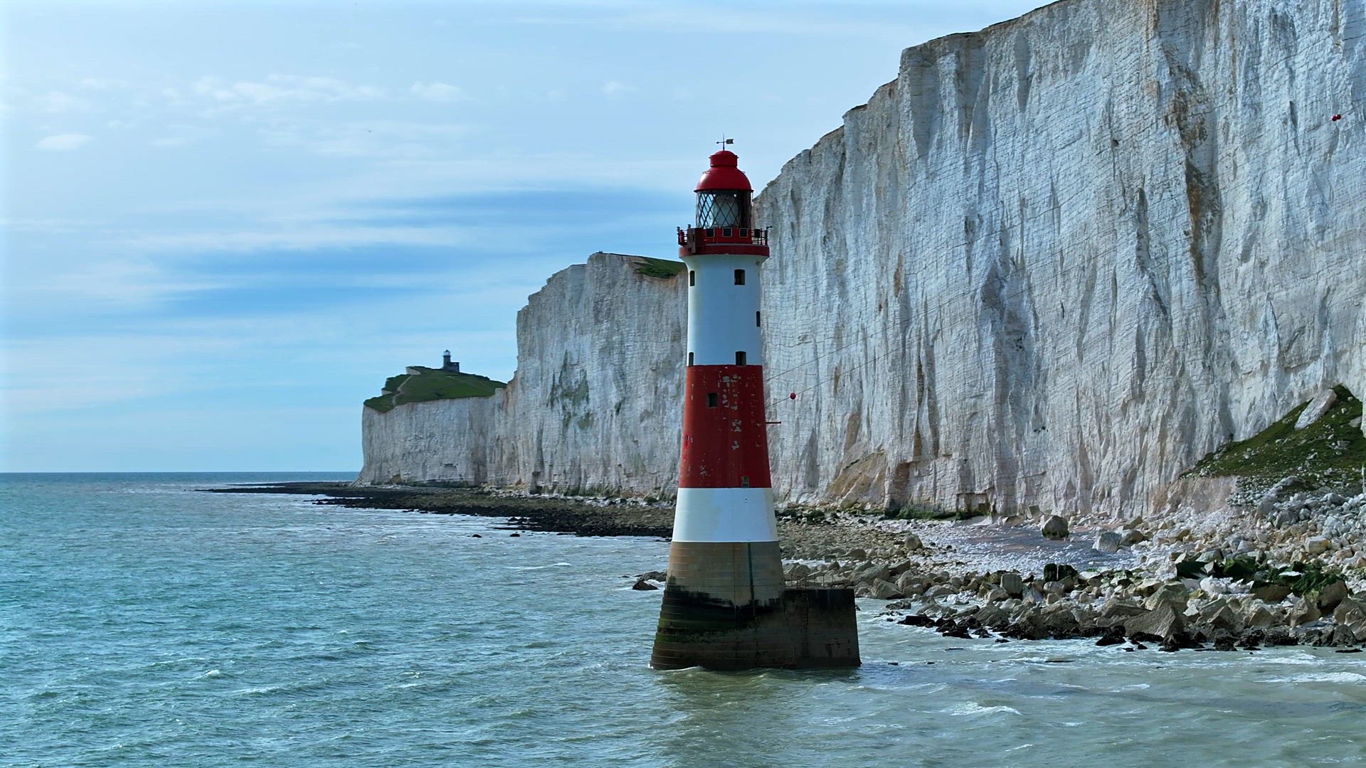 Lighthouse and White Cliffs on the South Coast of England