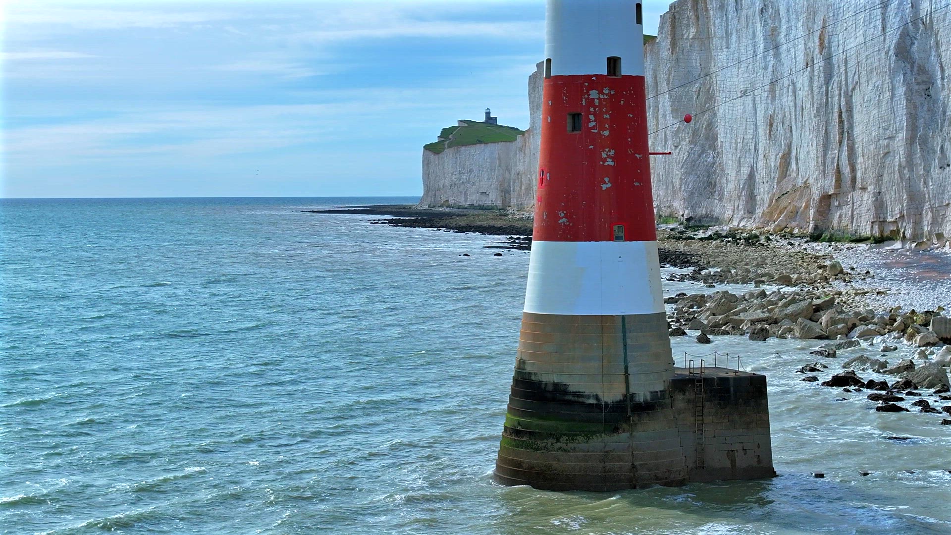 Lighthouse and White Cliffs on the South Coast of England