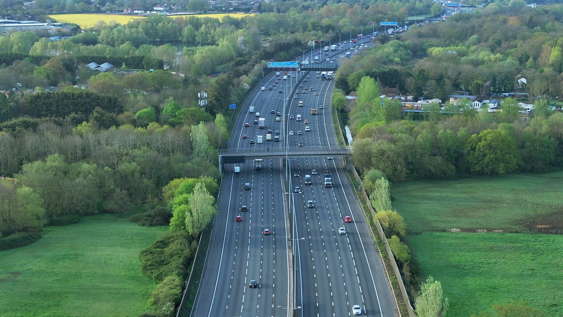 M25 Motorway Traffic Flow Aerial View