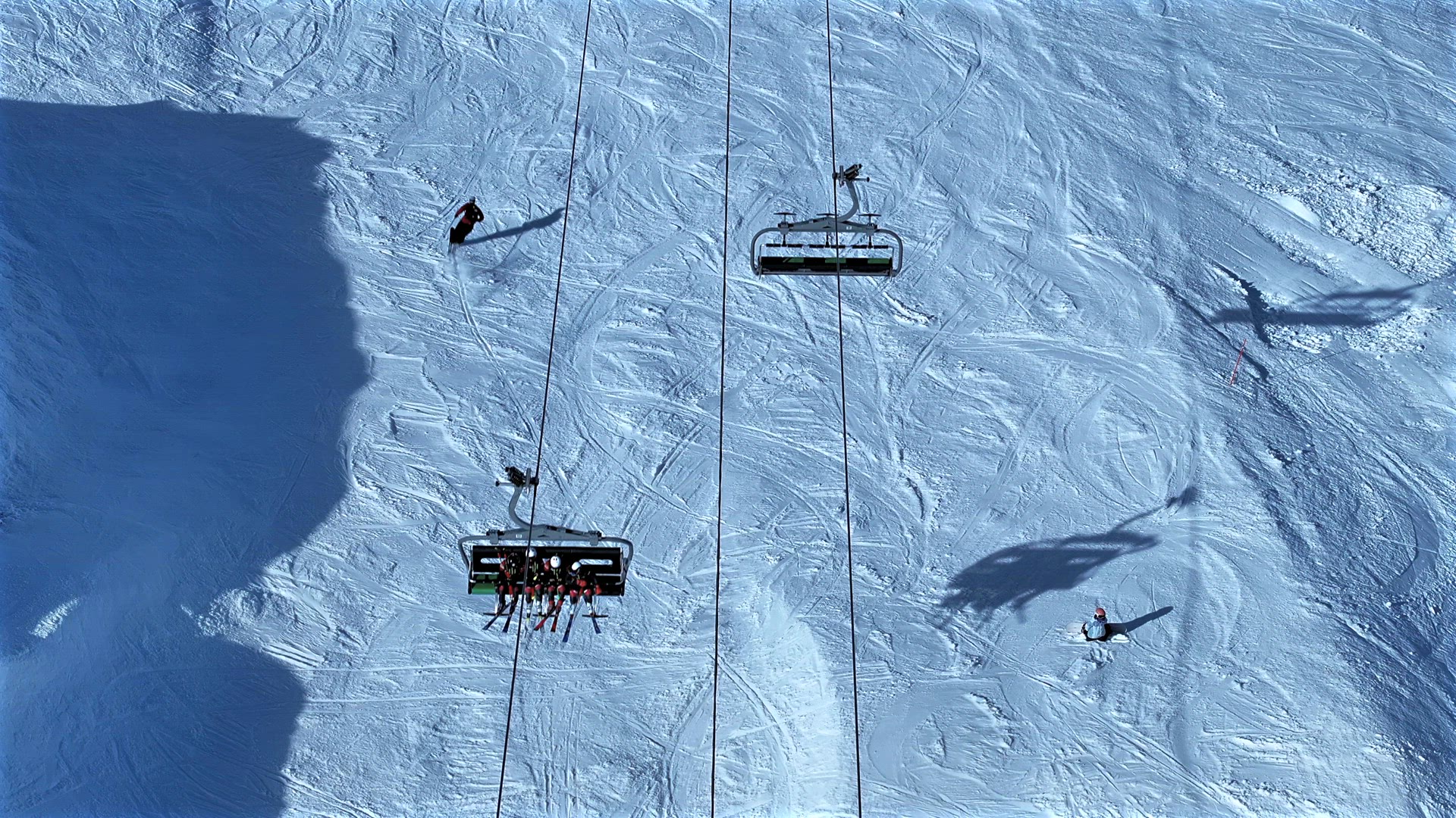 Ski Chairlift at a Resort Abstract Aerial View