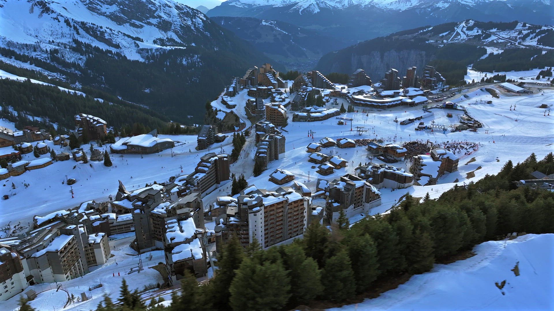 Avoriaz High in the French Alps is a Beautiful Ski in Ski Out Resort Aerial View