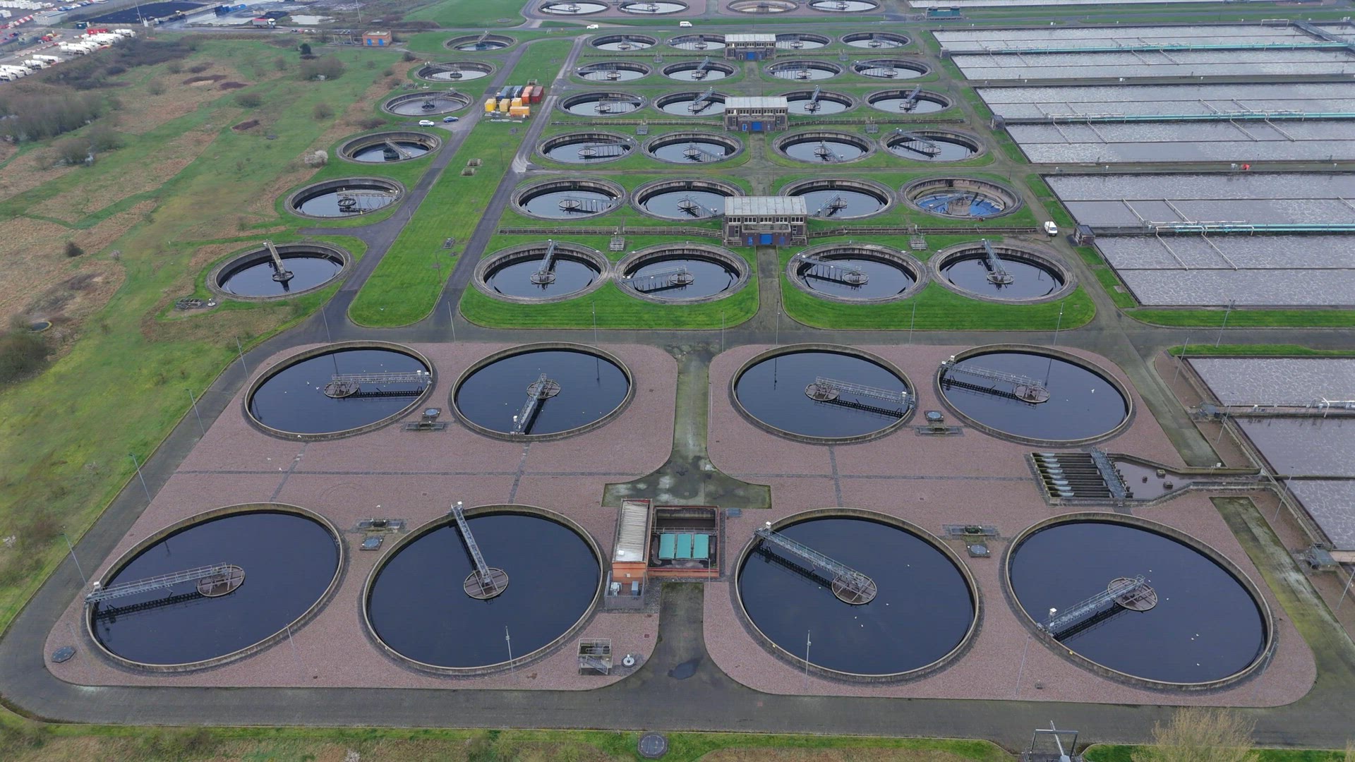 Wastewater Sewage Treatment Plant Aerial View