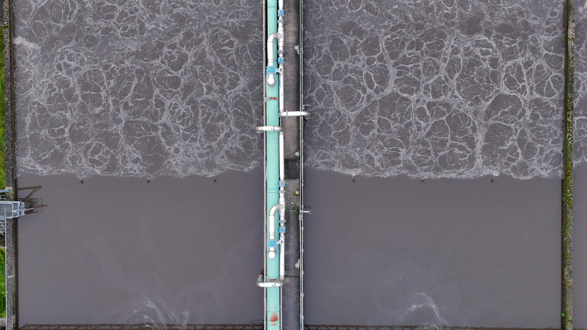 Sewage Wastewater Treatment Plant Aerial View