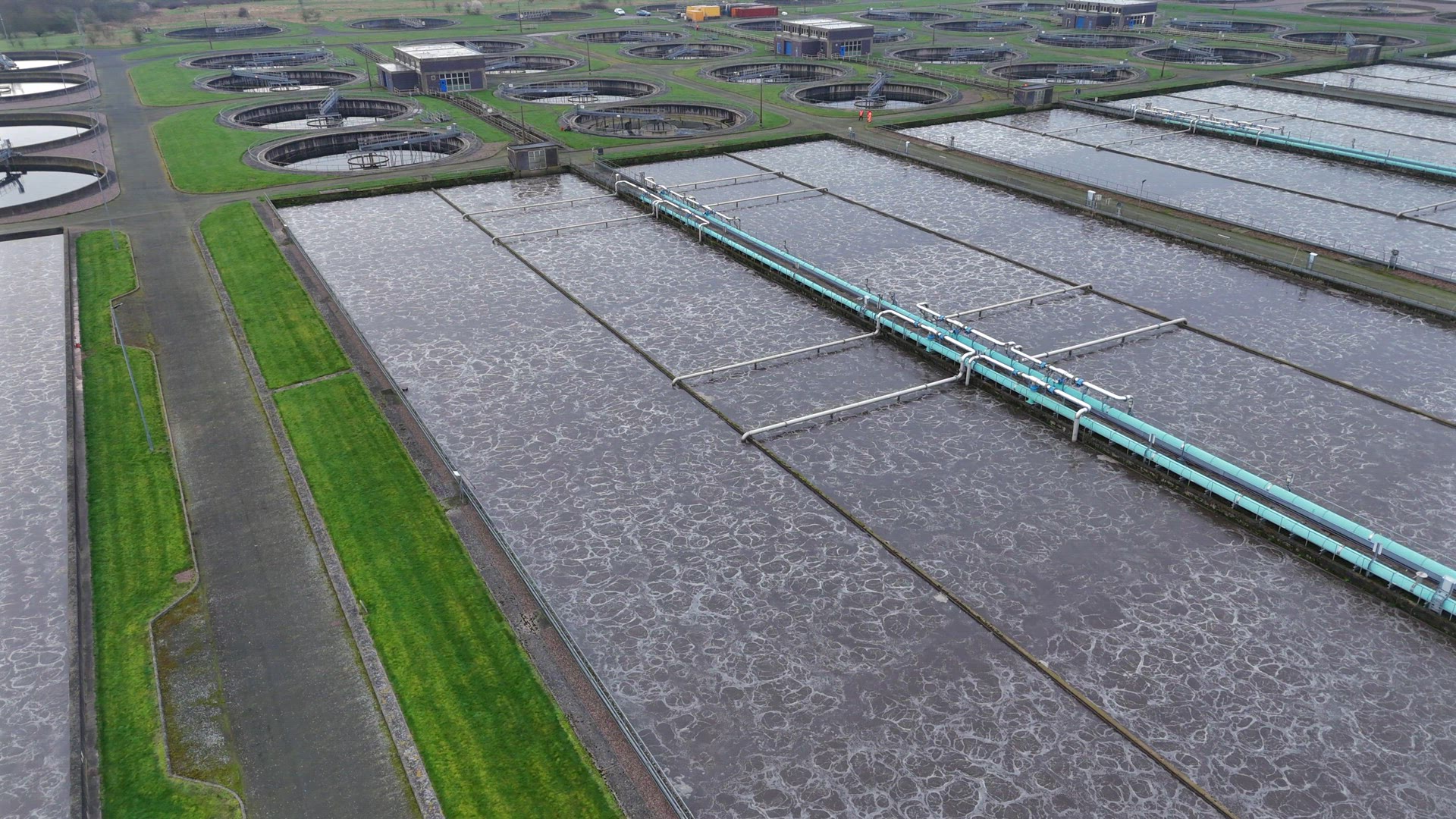 Wastewater Sewage Treatment Plant Aerial View