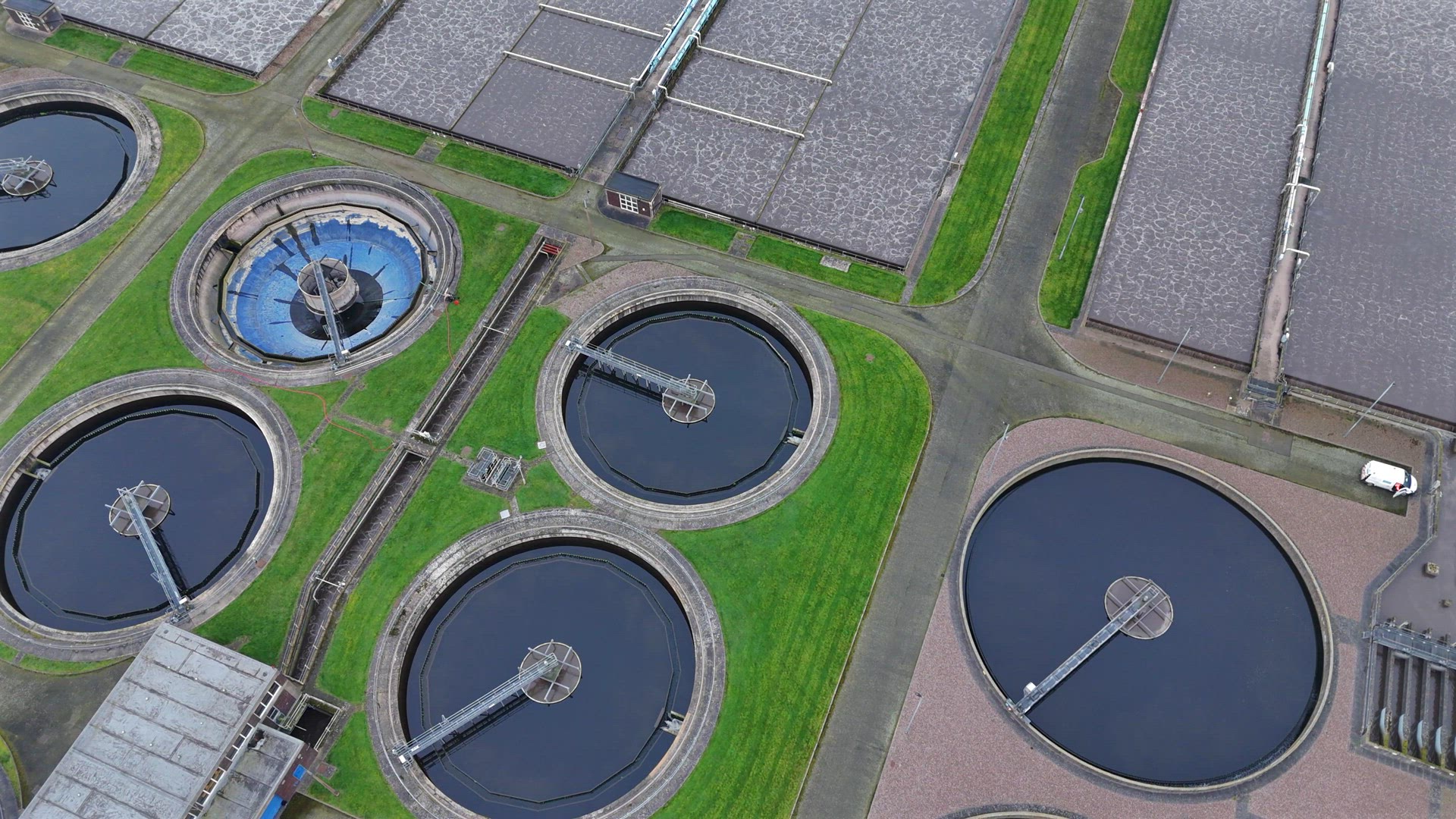 Sewage Wastewater Treatment Plant Aerial View