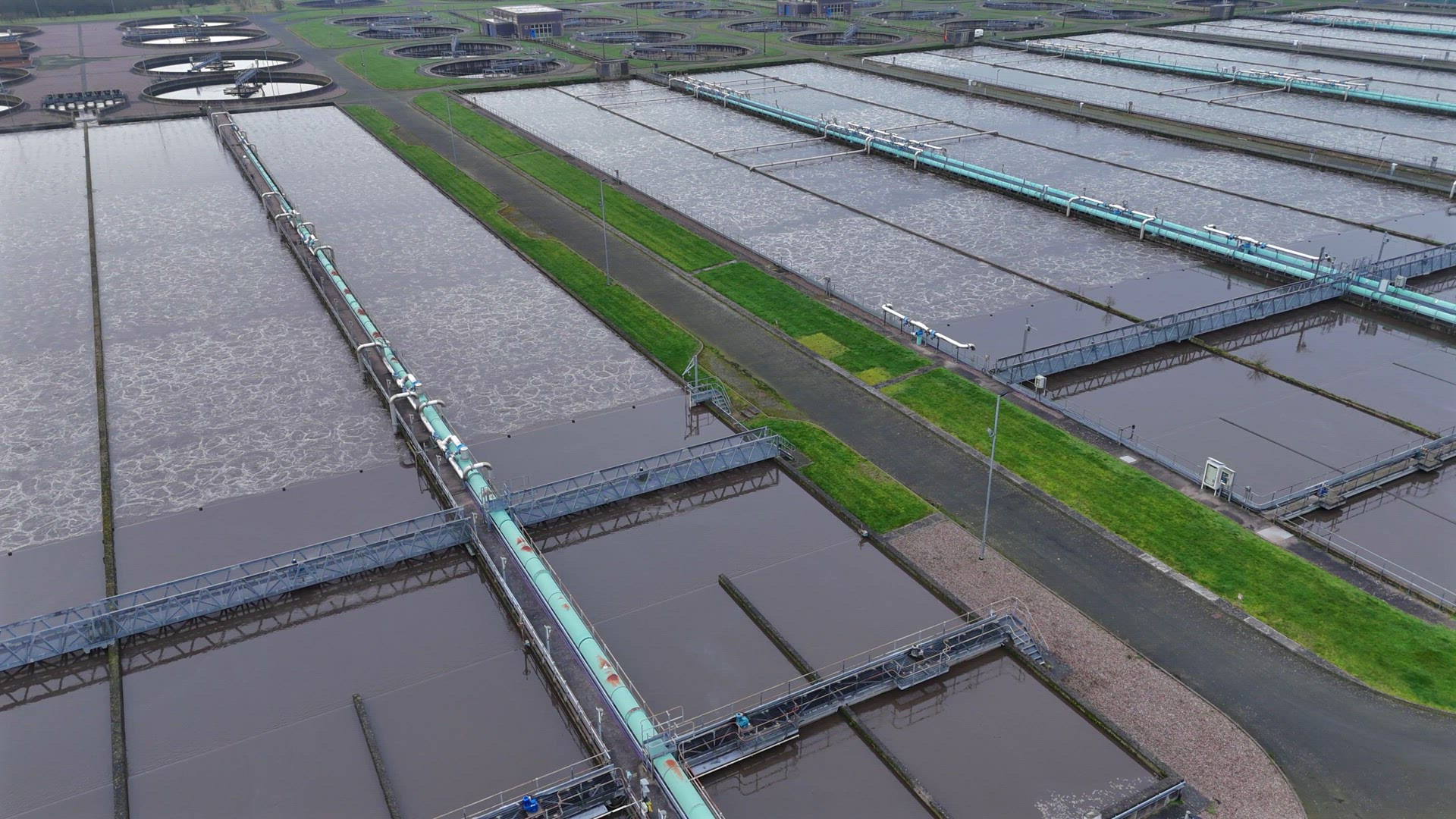 Sewage Wastewater Treatment Plant Aerial View