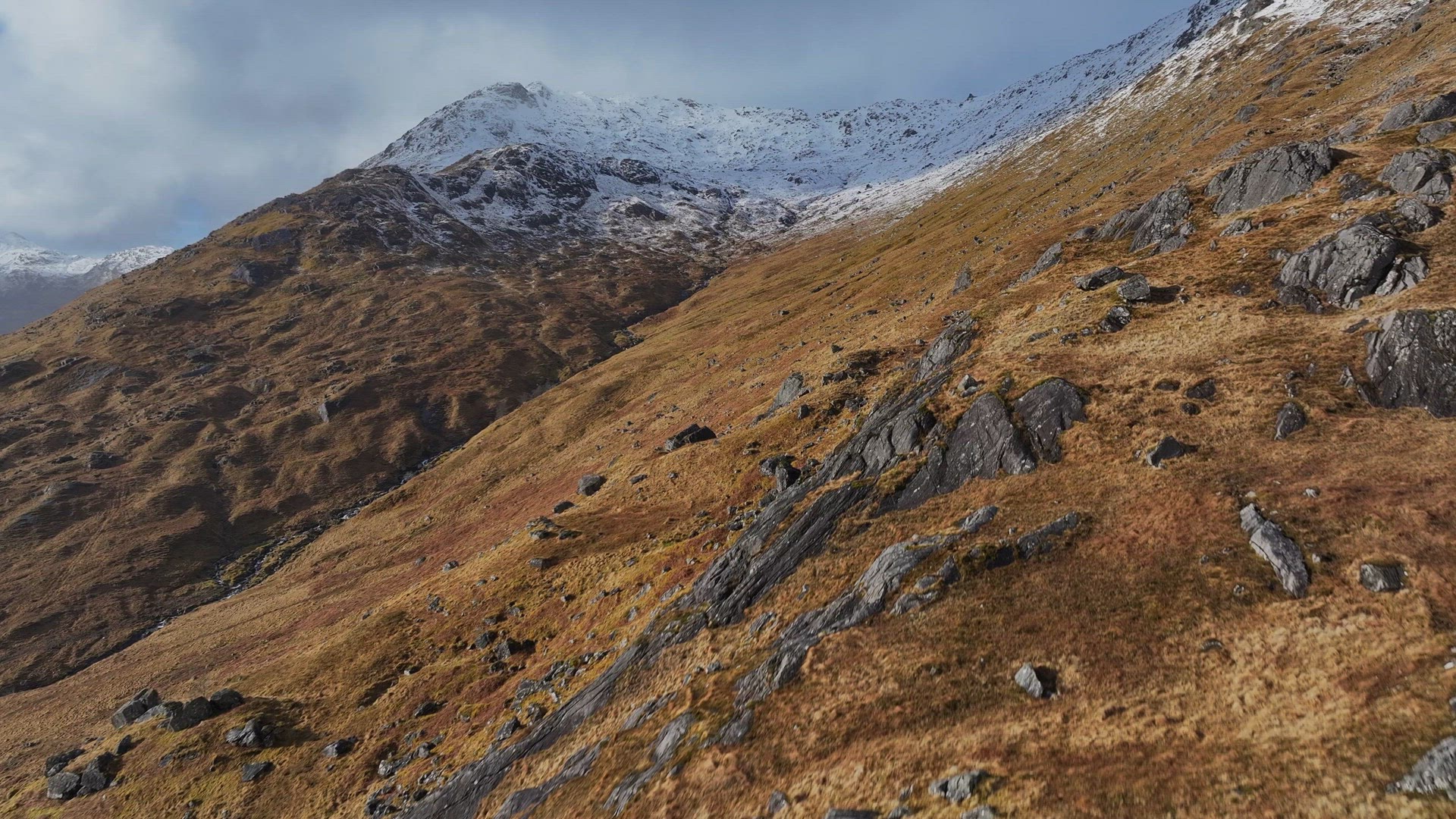 Rugged Scottish Landscape in the Spring Aerial View