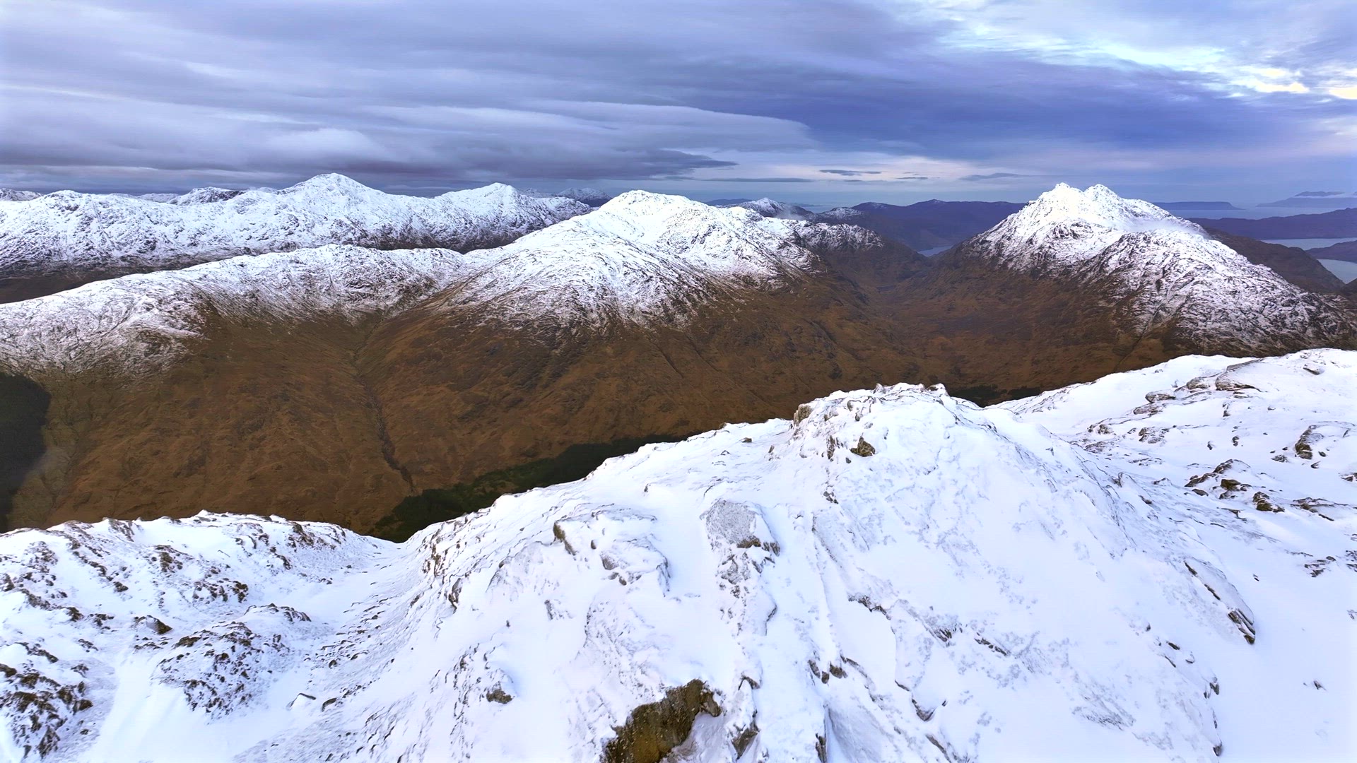 Rugged Scottish Landscape in the Winter Aerial View