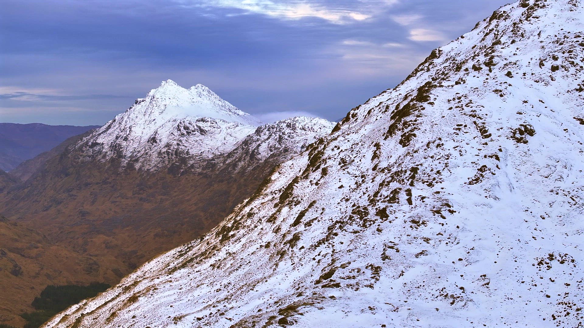 Scottish Highlands in the Winter the Rugged Mountains Covered in Snow