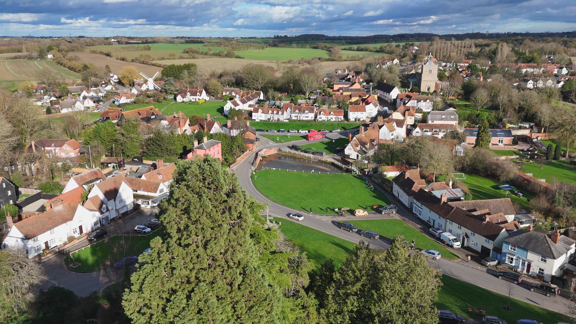 Finchingfield in Essex One of the Most Beautiful Villages in England Aerial View
