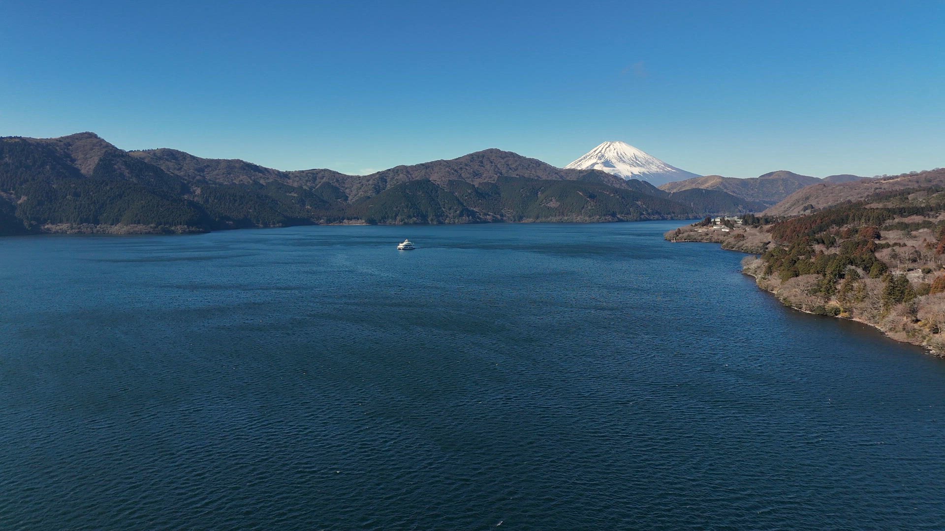 Lake Ashi and Mount Fuji Aerial View
