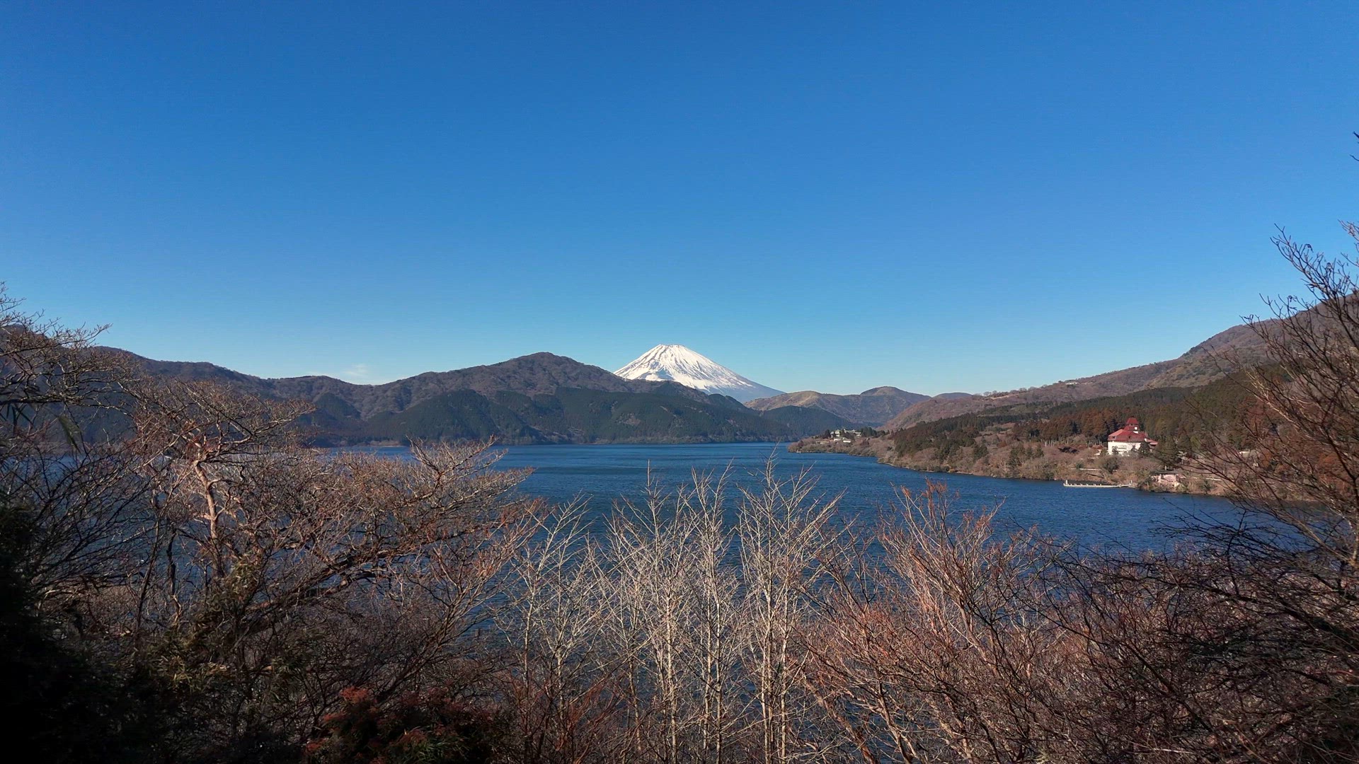 Lake Ashi and Mount Fuji Aerial View