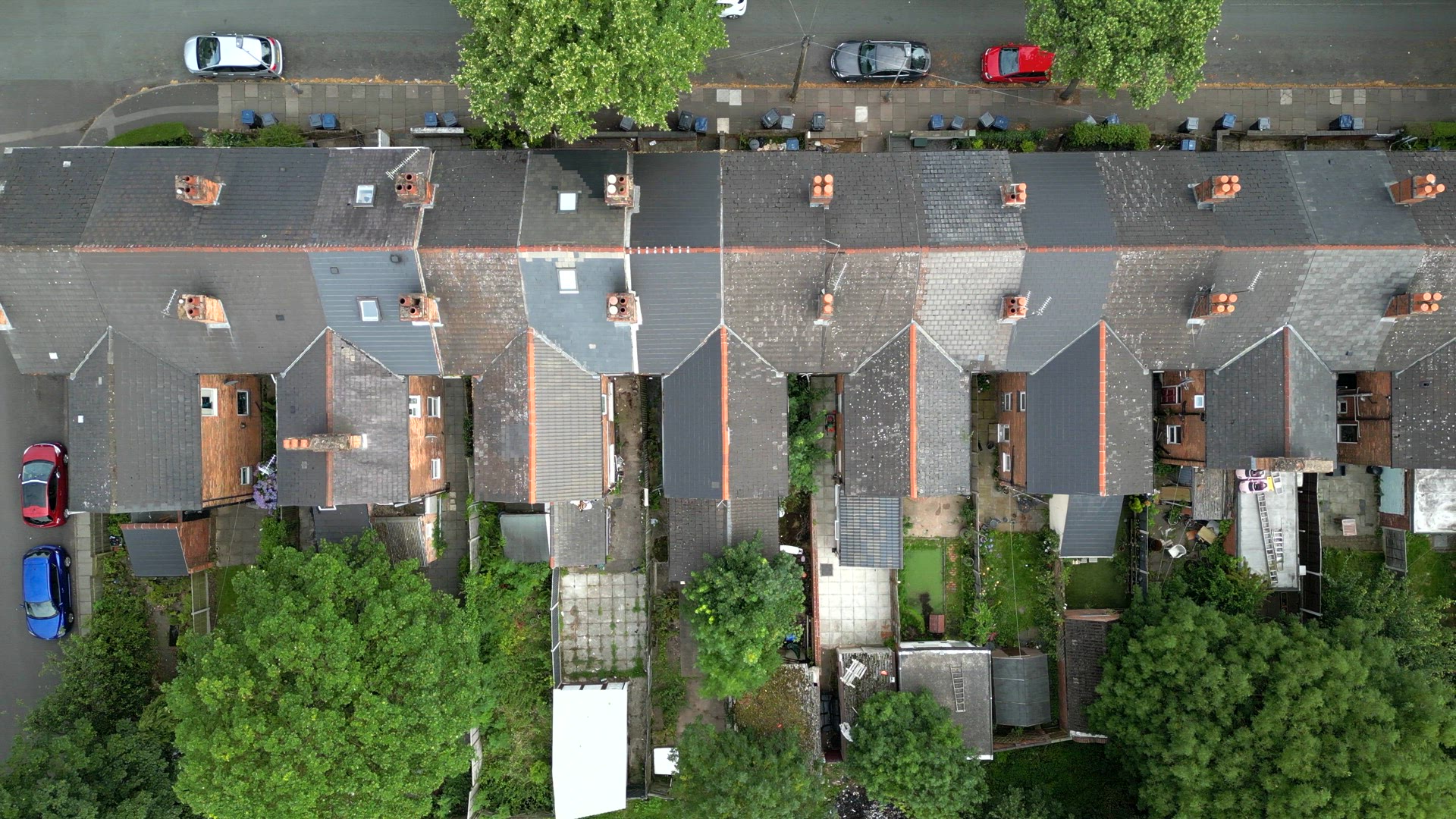 Houses in Birmingham in the UK Aerial View