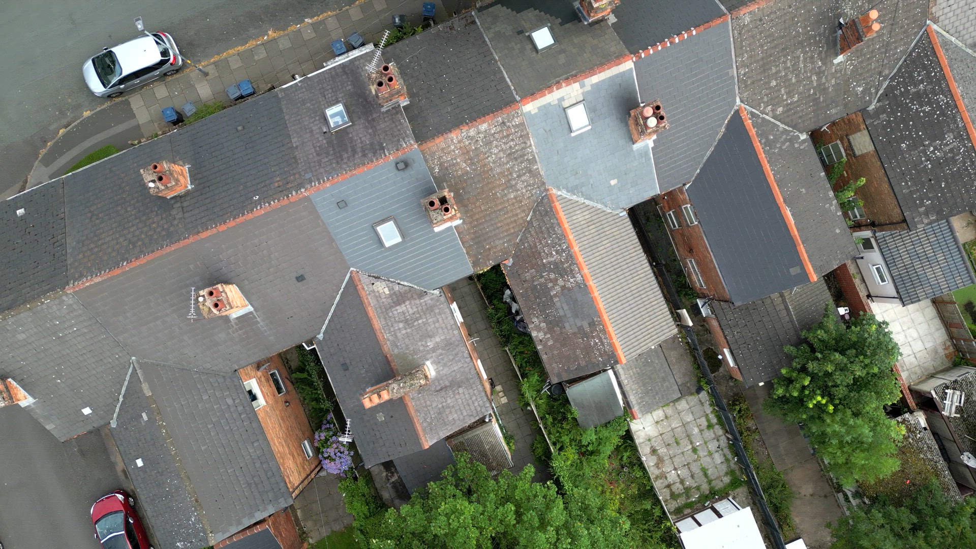 Houses in Birmingham in the UK Aerial View
