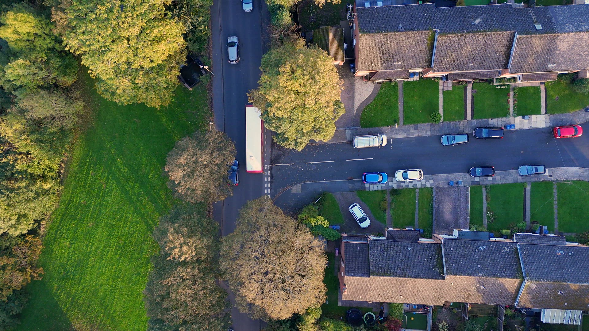 The Streets and Houses of Birmingham in the UK Aerial View
